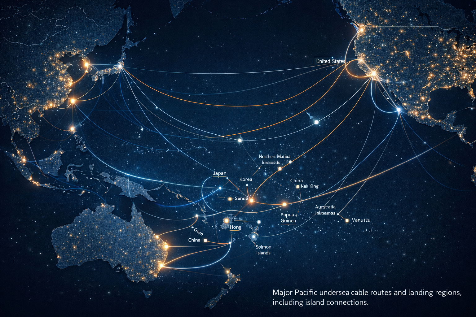 Pacific undersea cable connectivity map